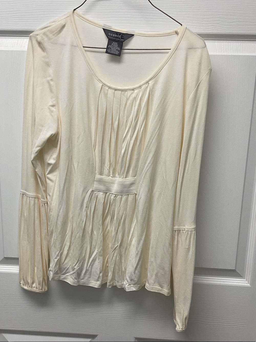 George Cream Long Sleeve Pleated Front Women’s Blouse